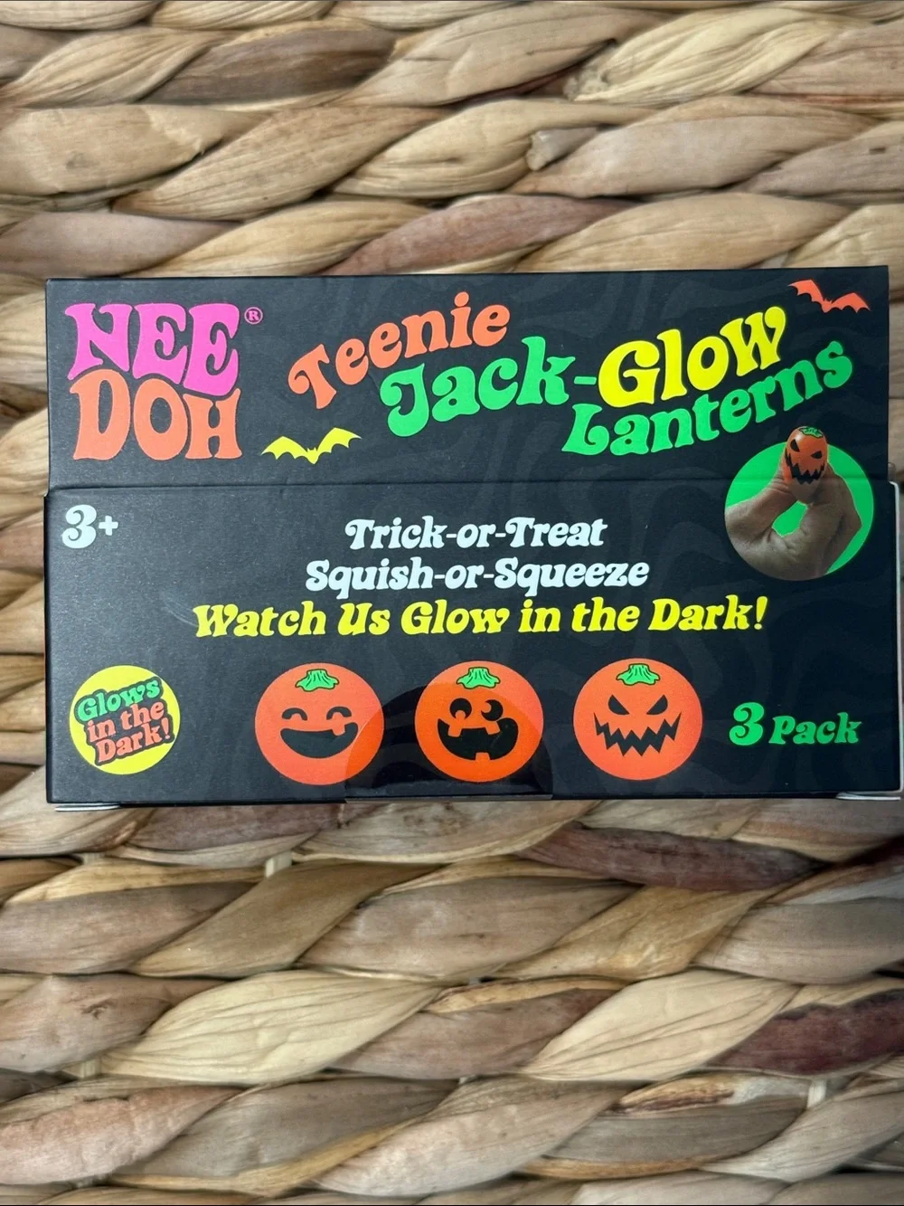 NeeDoh Glowy Ghost (removable hair), Jack-Glow-Lantern &Teenie Jack Glow Lantern